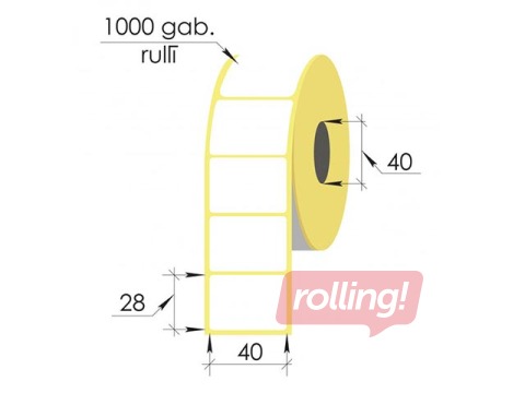 Thermal labels roll, 40x28 mm, TermoEko, 1000 pcs