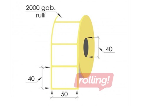 Thermal labels roll, 50x40 mm, Top, 2000 pcs