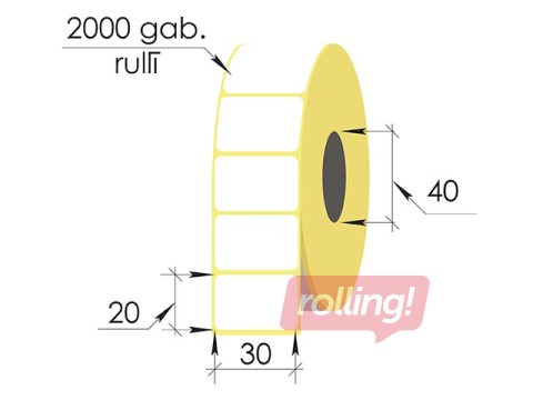 Thermal labels roll, 30x20 mm, Top, 2000 pcs