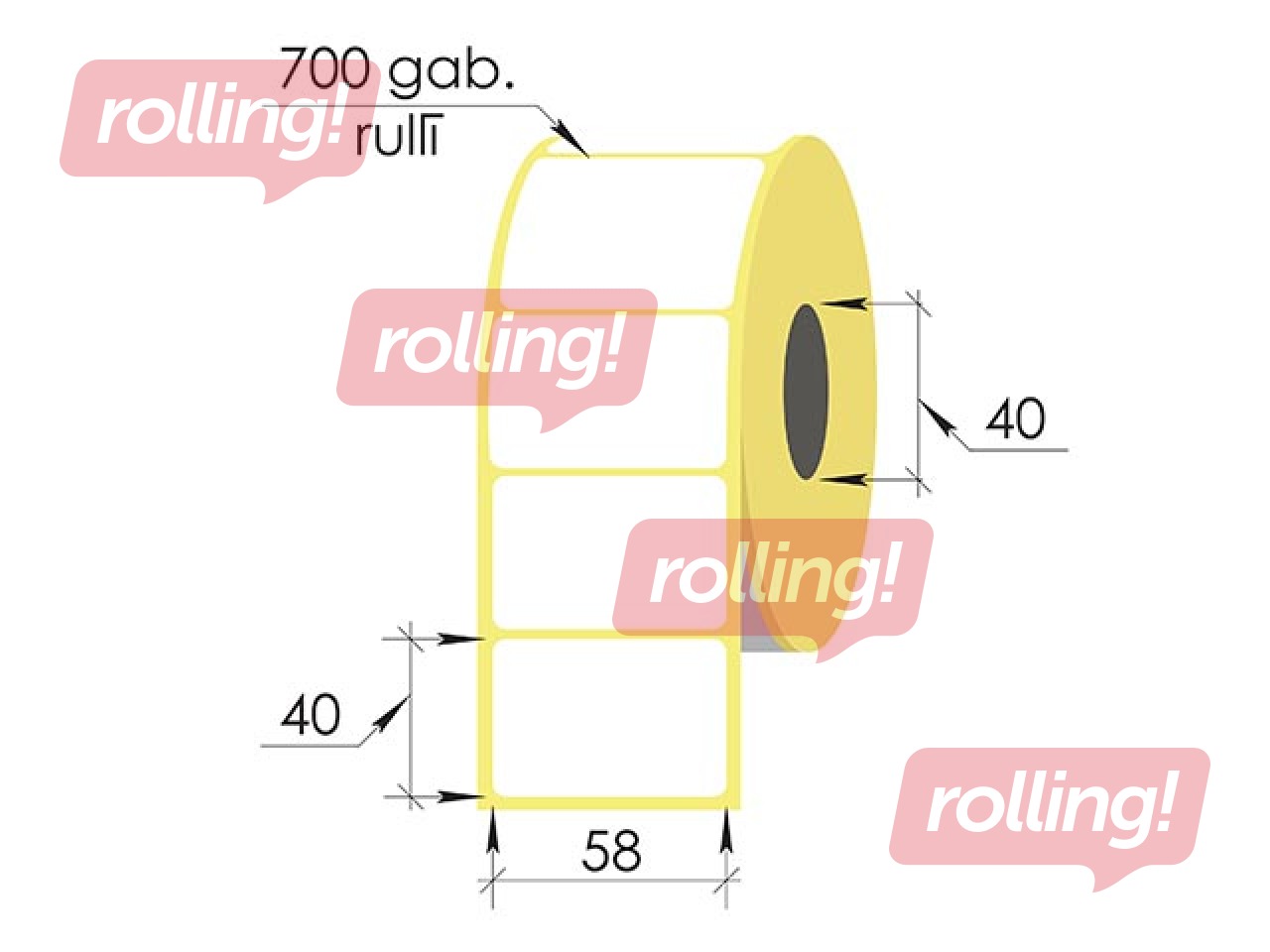 Thermal stickers in a roll, 58x40 mm, TermoEko, 700 pcs