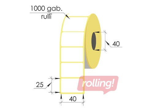 Termokleebised rullis, 40 x 25 mm, TermoEko, 1000 tk