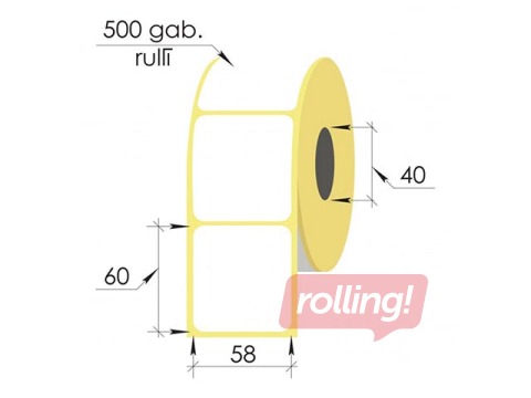 Thermal labels roll, 58x60 mm, TermoEko, 500 pcs