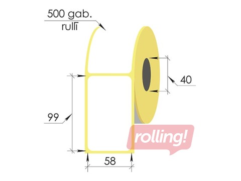 Thermal stickers in a roll, 58x99 mm, TermoEko, 500 pcs
