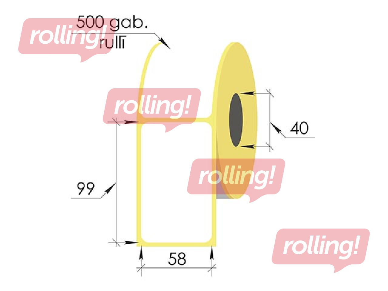 Thermal stickers in a roll, 58x99 mm, TermoEko, 500 pcs