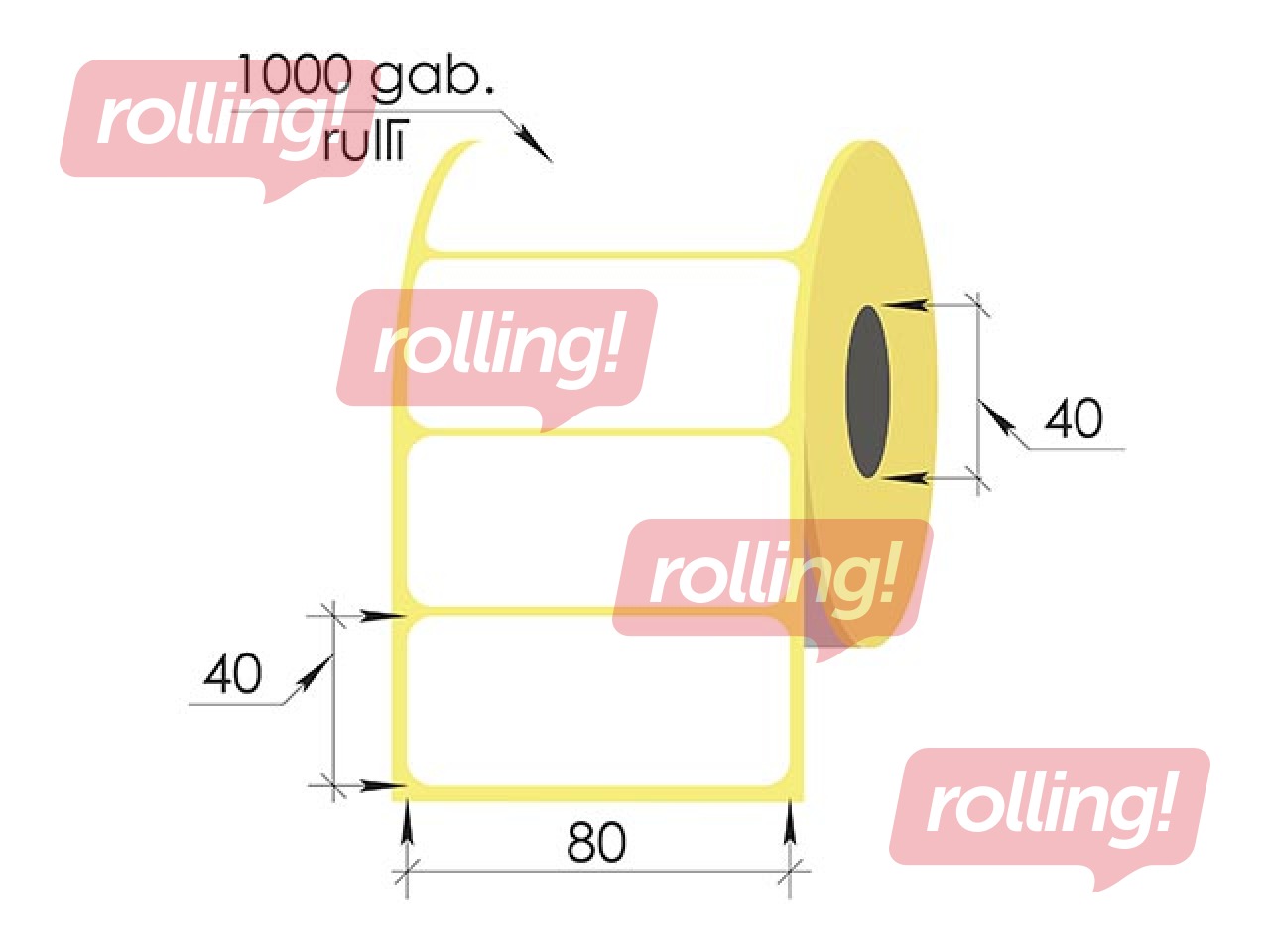 Thermal stickers in a roll, 80x40 mm, TermoEko, 1000 pcs