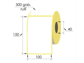Thermal labels roll, 100x150 mm, Top, 300 pcs
