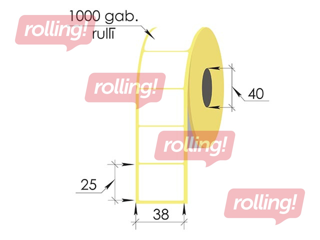 Termoetikett rullis, 38x25 mm, Top, 1000 tk 