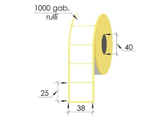 Thermal labels roll, 38x25 mm, Top, 1000 pcs