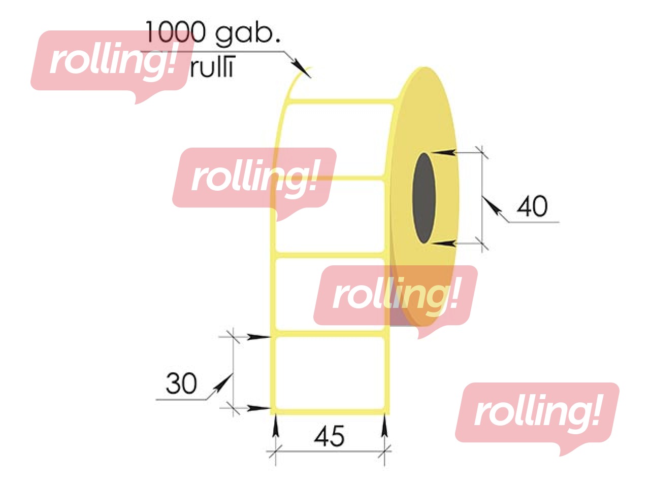 Termouzlīmes rullī, 45x30 mm, TermoTop, 1000 gab