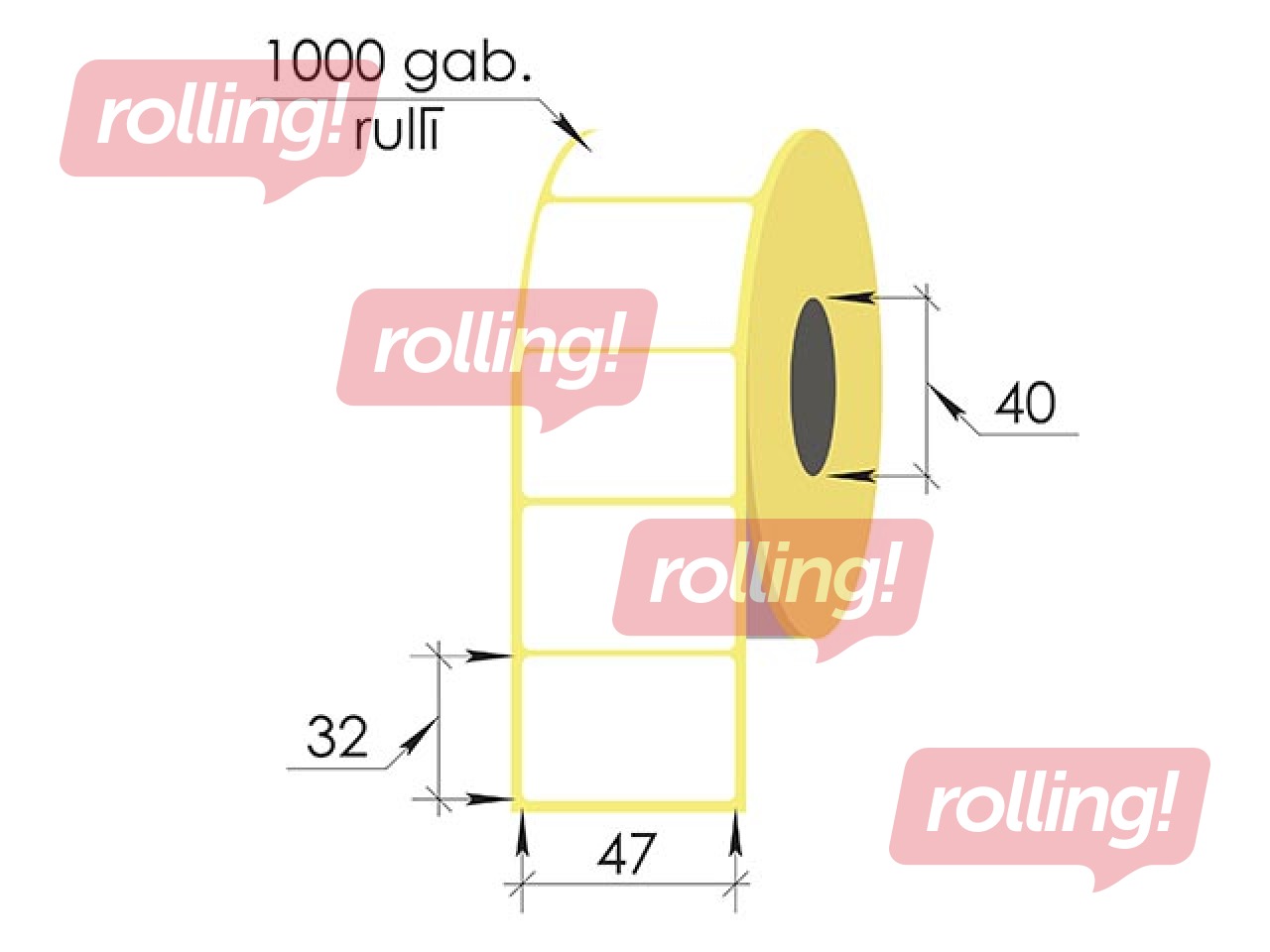 Termoetikett rullis, 47x32 mm, Top, 1000 tk