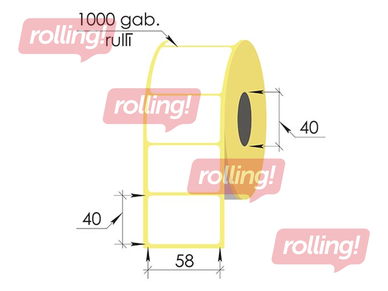 Termoetikett rullis, 58x40 mm, Top, 1000 tk