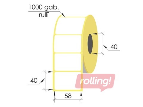 Thermal labels roll, 58x40 mm, Top, 1000 pcs