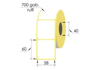 Thermal labels roll, 58x60 mm, Top, 700 pcs