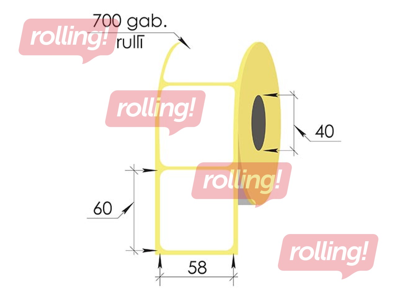 Thermal labels roll, 58x60 mm, Top, 700 pcs