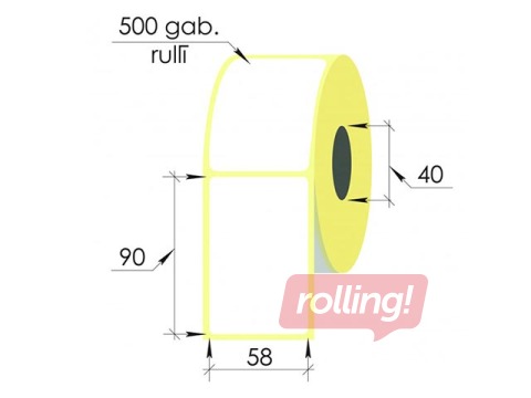 Thermal labels roll, 58x90 mm, Top, 500 pcs