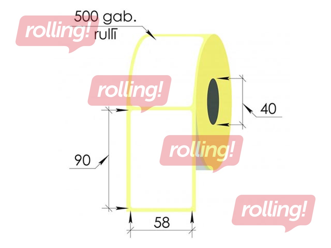 Thermal labels roll, 58x90 mm, Top, 500 pcs