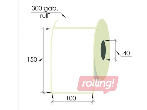 Наклейки в рулоне, 100x150 мм, PP, 300 шт., белые