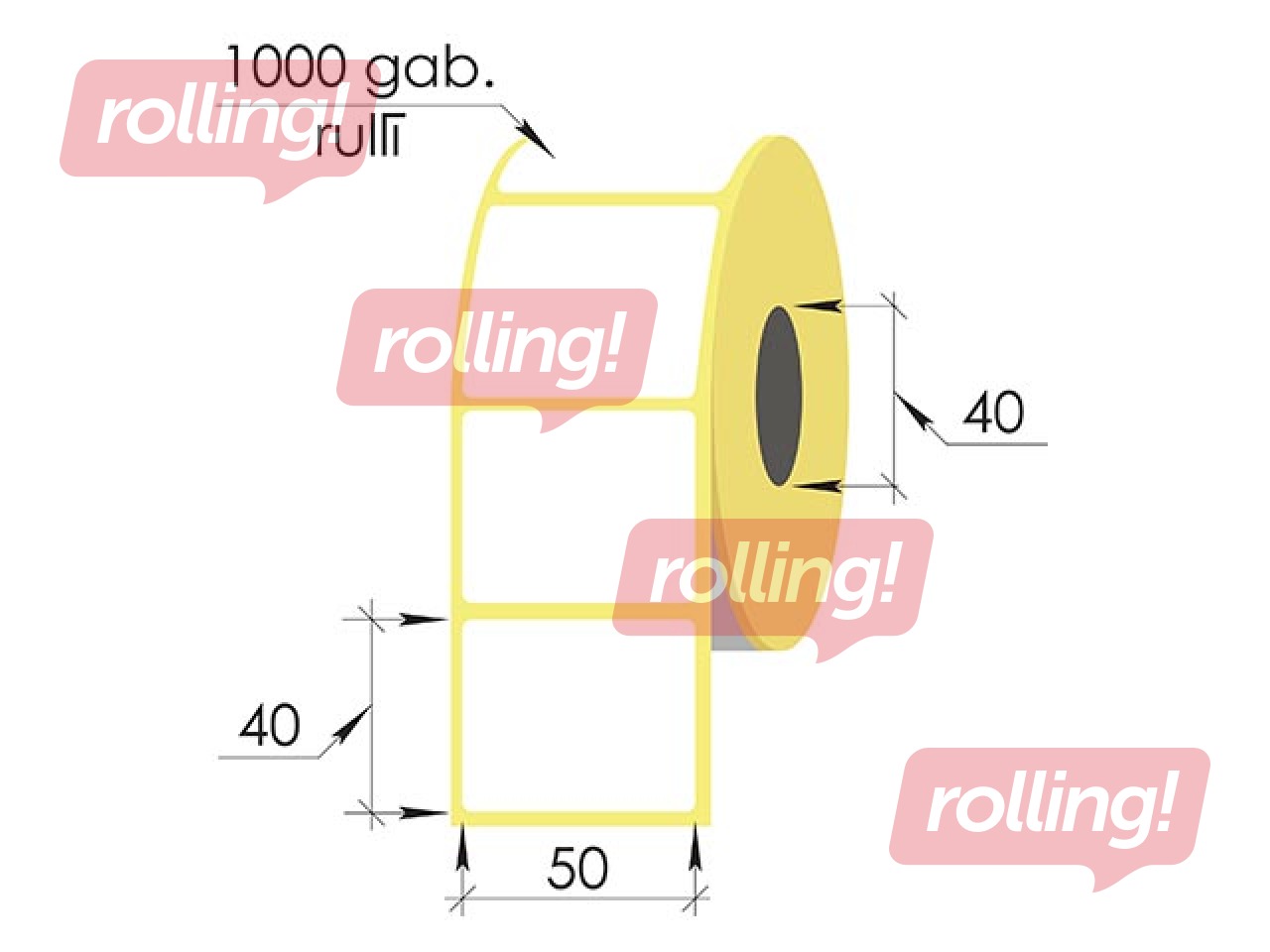Thermal stickers in a roll, 50x40 mm, TermoEko, 1000 pcs.