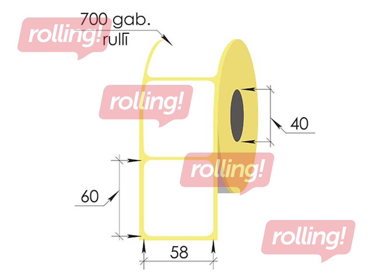 Termokleebised rullis, 58 x 60 mm, TermoEko, 700 tk