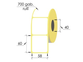 Thermal stickers in a roll, 58x60 mm, TermoEko, 700 pcs