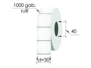 Labels roll, 30 mm, PP, 1000 pcs., round, transparent