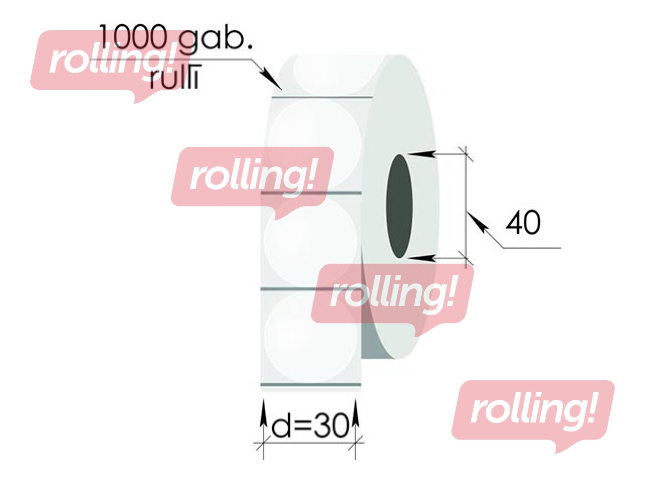 Labels roll, 30 mm, PP, 1000 pcs., round, transparent