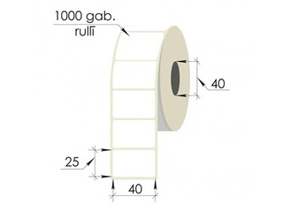 Etikett, 40 x 25 mm, PP, 1000 tk valge