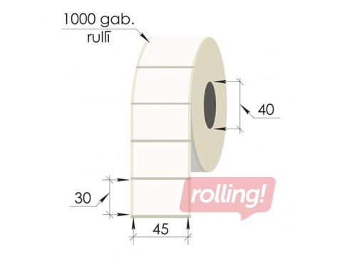 Labels roll, 45x30 mm, PP, 1000 pcs., transparent