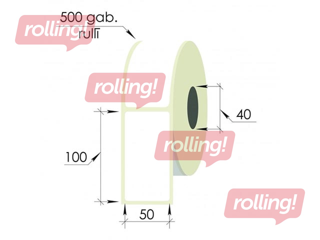 Etikett, 50 x 100 mm, PP, 500 tk, valge