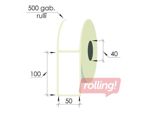Labels roll, 50x100 mm, PP, 500 pcs, white