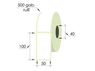 Наклейки в рулоне, 50x100 мм, PP, 500 шт., белые