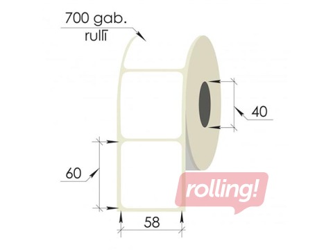 Etikettl, 58 x 60 mm, PP, 700 tk, valge