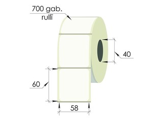 Labels roll, 58x60 mm, PP, 700 pcs., transparent