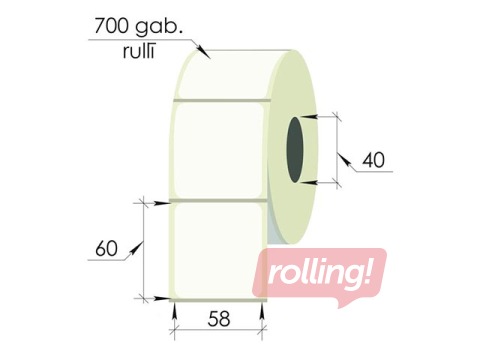 Наклейки в рулоне, 58x60 мм, PP, 700 шт., прозрачные