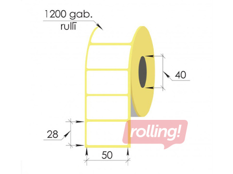 Thermal labels in roll, 50x28mm, TermoEko, 1200 pcs