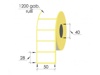 Thermal labels in roll, 50x28mm, TermoEko, 1200 pcs