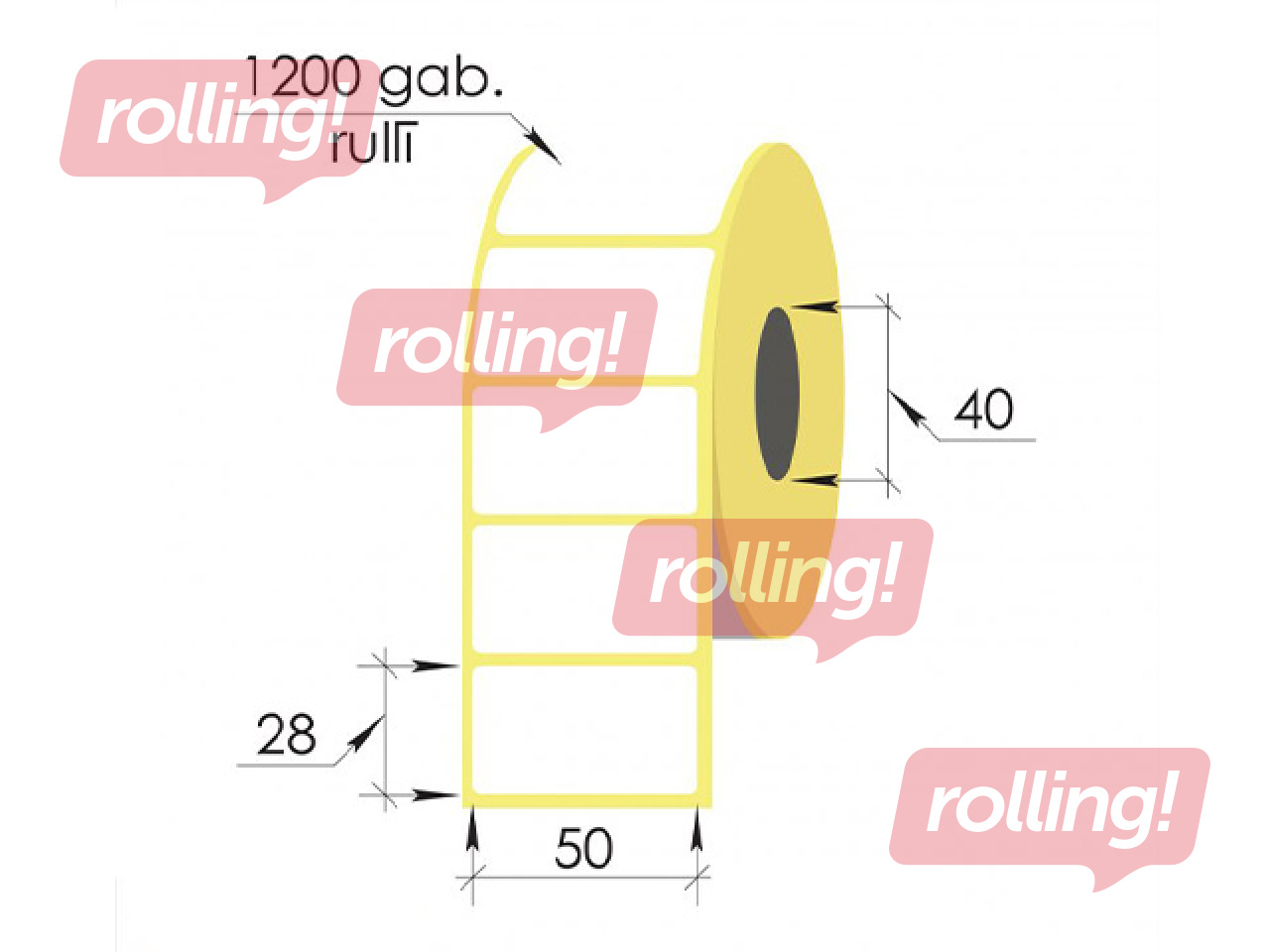Thermal labels in roll, 50x28mm, TermoEko, 1200 pcs