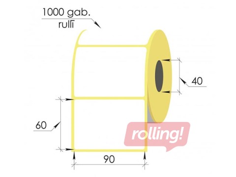 Thermal stickers in a roll, 90x60 mm, TermoTop, 1000 pcs