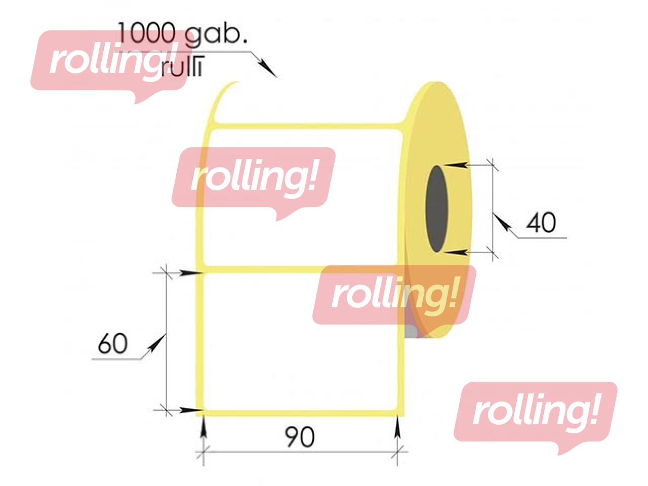 Thermal stickers in a roll, 90x60 mm, TermoTop, 1000 pcs