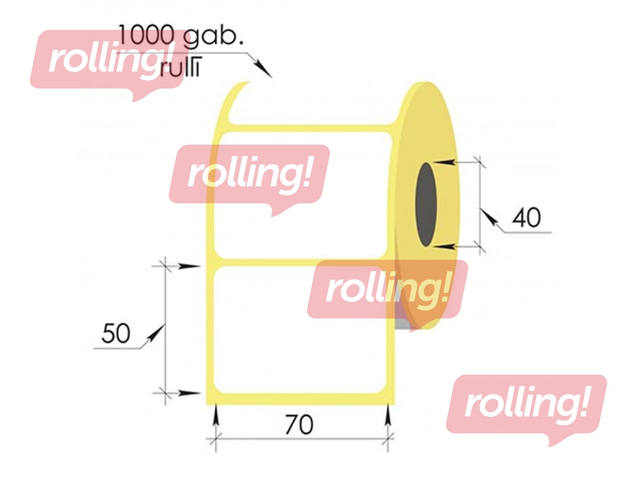 Termokleebised rullis, 70 x 50 mm, TermoEko, 1000 tk