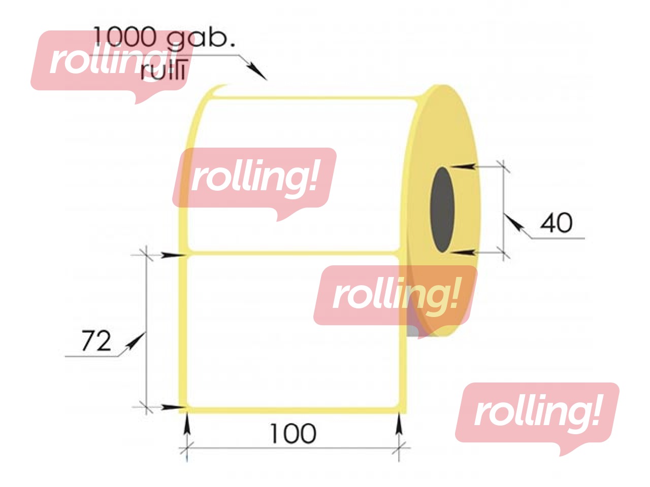 Thermal stickers in a roll, 100x72 mm, TermoEko, 1000 pcs