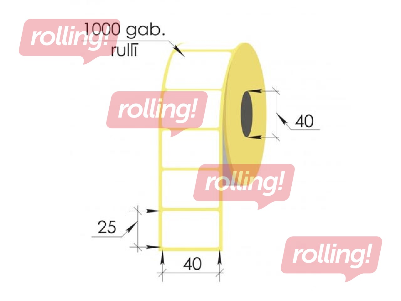 Kleebised rullis Vellum, 40x25mm, 1000 tk.