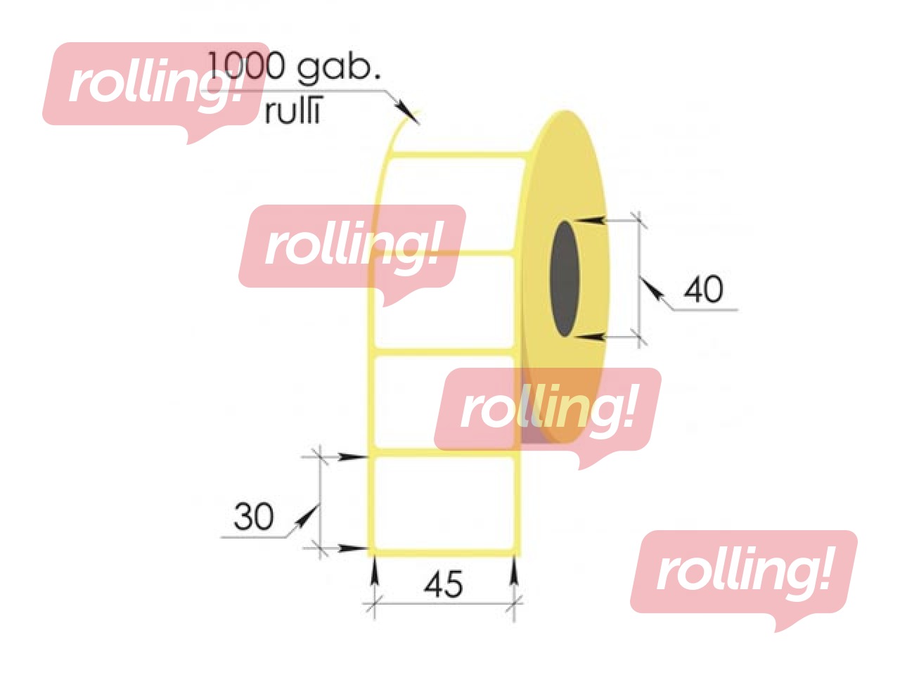 Kleebised rullis Vellum, 45x30mm, 1000 tk.