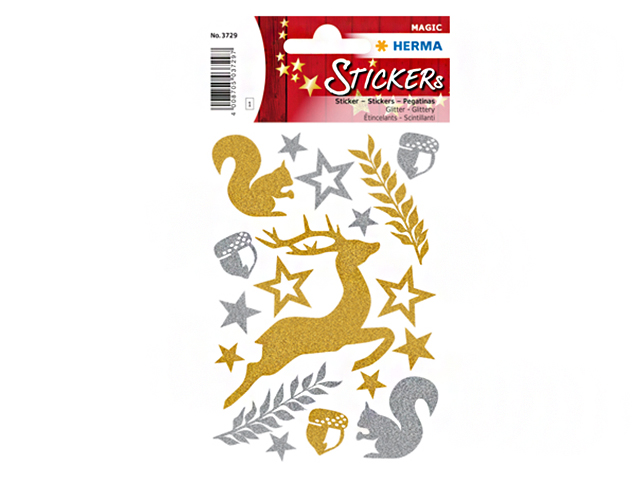 Наклейки Herma Magic, Лесные животные,c блеском, 1 лист
