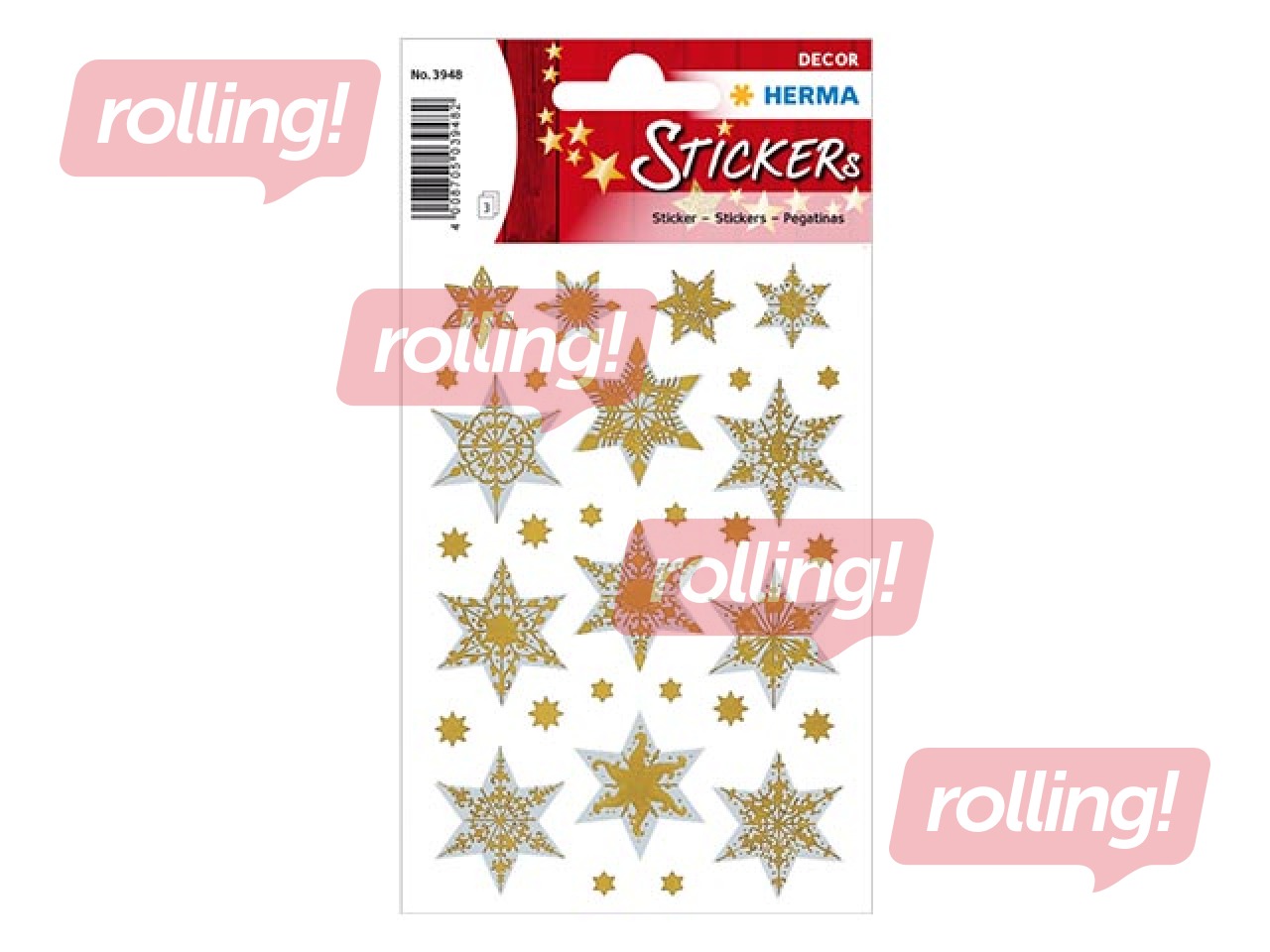 Наклейки Herma Decor, звезды золото/серебро с рельефом, 1 лист