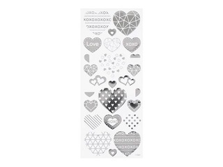 Наклейки Hearts, серебро, 1 лист