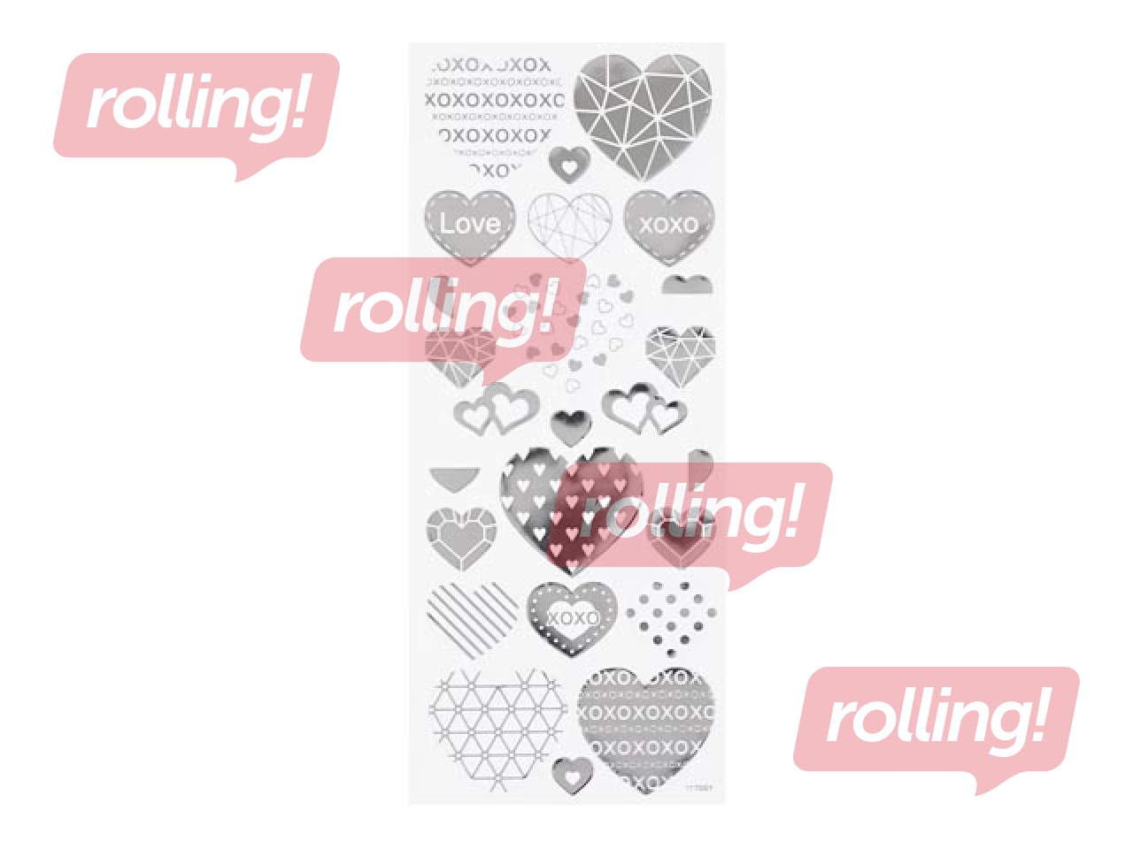 Stickers Hearts, silver, 1 sheet