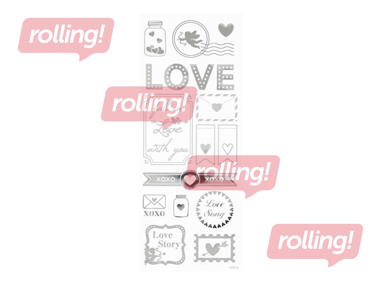 Stickers Love, silver, 1 sheet