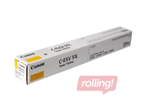 Tonera kasete Canon C-EXV51L, dzeltena (26000 lpp.)