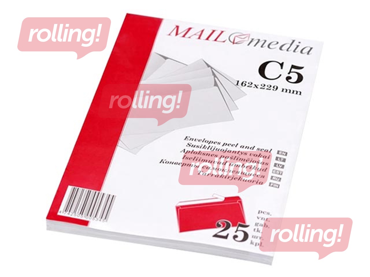 Envelopes with adhesive tape, C5, 25 pcs. White